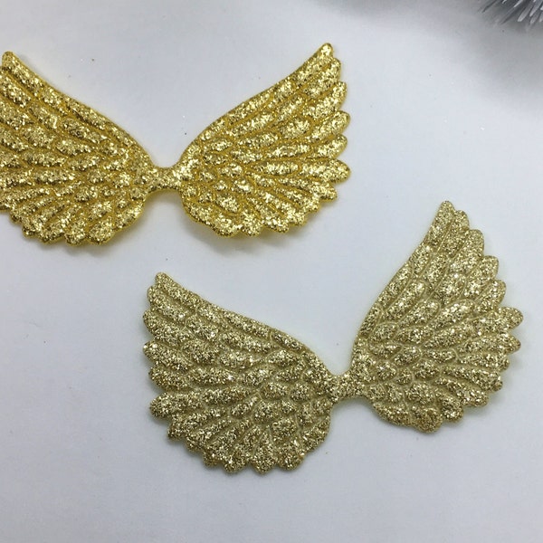 Gold Glitter Fabric Angel & Fairy Wings Embellishments, Embossed Wings. Ideal for card making, sewing and many more craft projects.