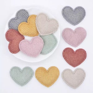 Apliques acolchoados em formato de coração x 6 ou 12. Enfeites acolchoados de tecido brilhante para fazer cartões, scrapbooking, costura e acessórios para cabelo