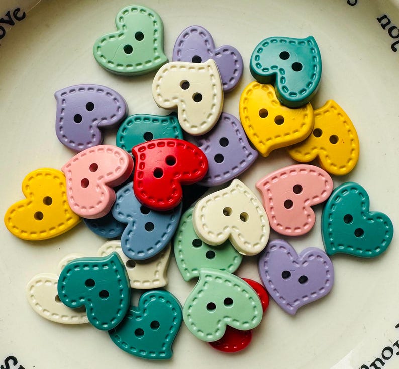 Heart Sewing Buttons, Mixed Colors, Dollhouse Crafts (18mm, X10) - Etsy