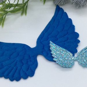 Giant Blue Angel & Fairy Wing Appliques. Extra Extra Large Embellishments in Soft Touch Blue Felt - Crafts, Scrap Books, Children's Projects