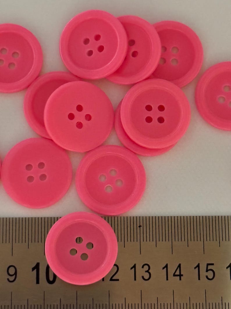 Large Pink 23mm Resin Sewing Buttons. These Glossy Plastic Buttons Come ...