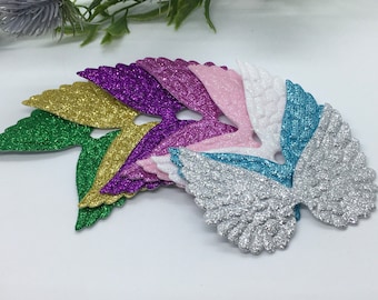 Glitter Fabric Angel & Fairy Wings Embellishments x 15, 30 or 50. X - Large Embossed Wings. Cards, Sewing, Clippies, Bows, Doll Making.