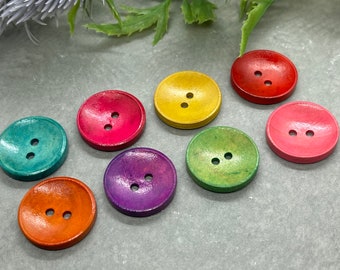 Bottoni Di Legno Colorati Arcobaleno. 20 mm x 8. Bottoni in legno rustico.