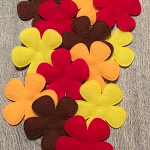 Large Padded Felt Flower Autumnal Colour Mix Embellishments x 15. Appliques for Cardmaking, Scrapbooking, Sewing and Hair Accessories