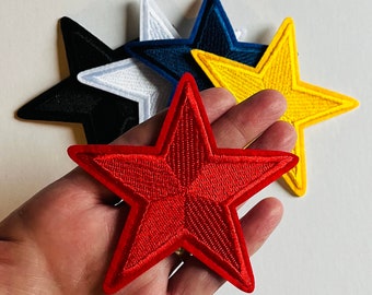 Iron on patches. Star Shaped Iron on Patches. Extra Large 9 cm (3.54") Star Shaped Iron On/Sew On Clothing Patches. Multiple Colours!