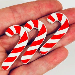 40 mm bemalte Holzstangen, gestreifte Miniatur-Zuckerstangen. Rot und Weiß Bastelbedarf - Weihnachten Basteln.