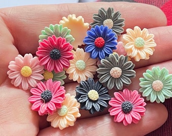 Gänseblümchen-Harz-Cabochons, Blumen-Flachrücken, Verzierungen (15 mm)
