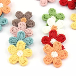Wool Flower Appliques. 15 mm Knitted Embellishments x 5, 10 or 20. Knitted Patches,Embellishments, Knitting, Sewing, Scrap booking.