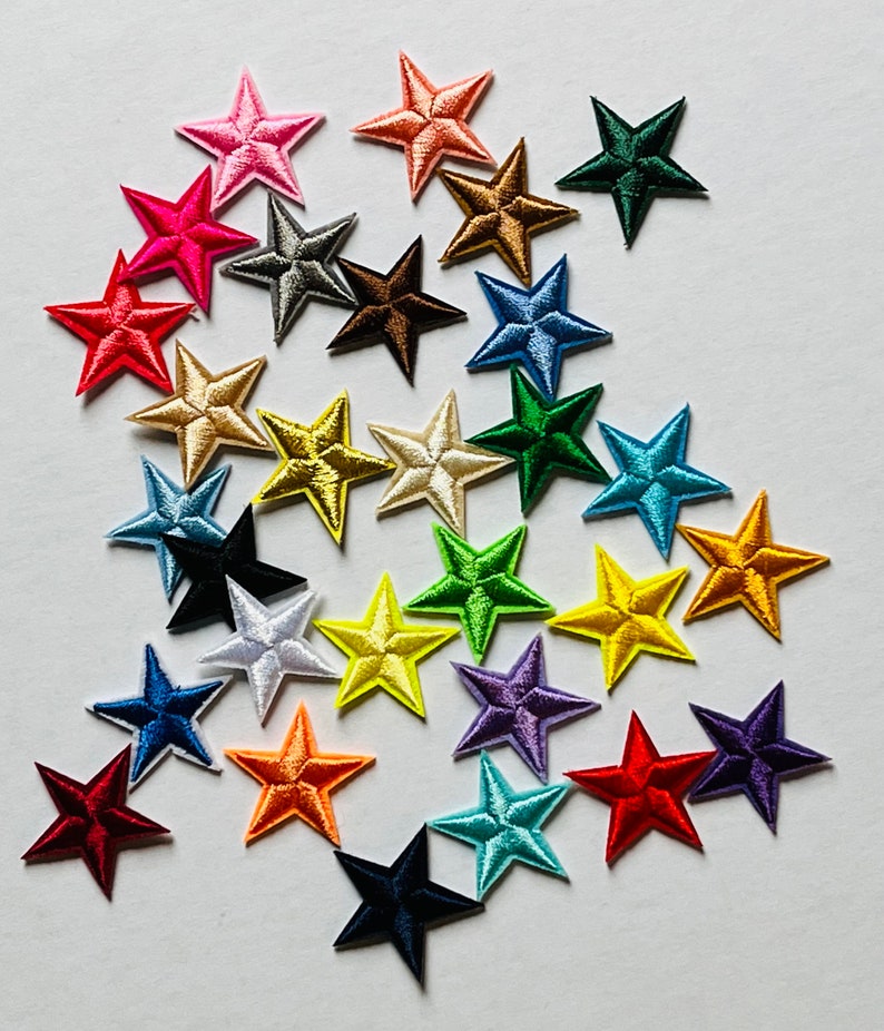 Iron on Patches. 28 mm Star Shaped Iron On/Sew On Clothing Patches Multiple Colours to Choose From image 3