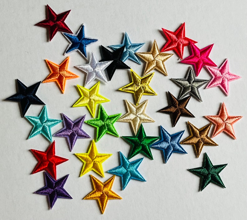 Iron on Patches. 28 mm Star Shaped Iron On/Sew On Clothing Patches Multiple Colours to Choose From image 4