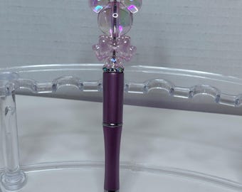 Beaded Mouse Pen: Pink Minnie Inspired Ballpoint Pen