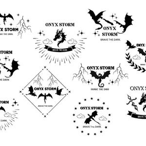 Onyx Storm SVG & PNG Bundle, 10 Images / Empyrean / Dragons / Brave the Dark / Fourth Wing / Iron Flame / Romantasy / Digital Download