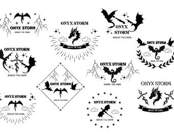 Pacote Onyx Storm SVG e PNG, 10 Imagens / Empyrean / Dragões / Brave the Dark / Quarta Asa / Chama de Ferro / Romantasy / Download Digital