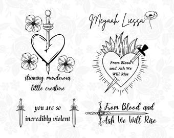 Do Blood and Ash Bundle, 5 Imagens / SVG e PNG / Carne e Fogo / Meyaah Liessa / Impressionante Pequena Criaturinha Assassina / Download Digital