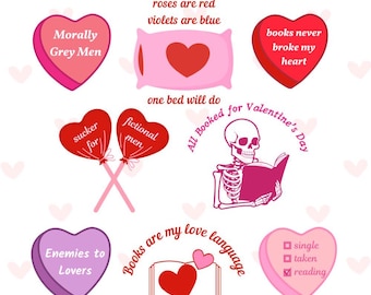 Love Bookish SVG & PNG Bundle, 8 Imagens / Reservado para o Dia dos Namorados / Livros Linguagem do Amor / Inimigos para Amantes / Download Digital