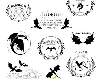 Pacote SVG e PNG da Quarta Asa, 10 Imagens / Chama de Ferro / Dragões / Basgaith / Colégio de Guerra / Romantasy / Fantasia / Download Digital