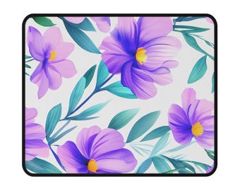 Purple Floral Mouse Pad: Non-Slip Gaming Mat