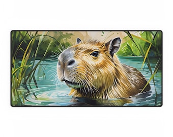 Capybara Desk Mat: Animal Lover Office & Gaming Accessories