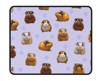 Cute Guinea Pig Non-Slip Mouse Pad in lime cream, lilac and pastel yellow, Guinea Pig Mouse Mat
