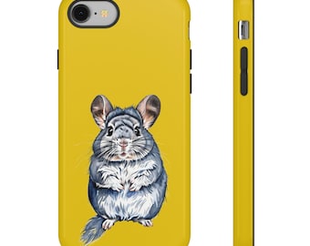 Chinchilla Phone Case, Cute Animal Cover, Tough Phone Sleeve, Yellow Chinchilla Design, Phone Case for Pet Lovers, Fun Pet Tech Accessory