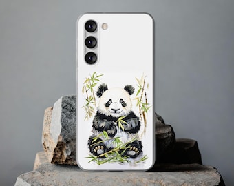 Giant panda with bamboo Flexi phone case cell case, Samsung Galaxy S23 S22 S21 S10 Plus Ultra, iPhone 16 15 14 13 12 11 Pro Plus Max 8 7 X