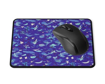 Modern Floral Blue Non-Slip Gaming Mouse Mat - Perfect for Gamers, Desk Accessories for Women, Gift for Her, Gaming Office Decor for Her,