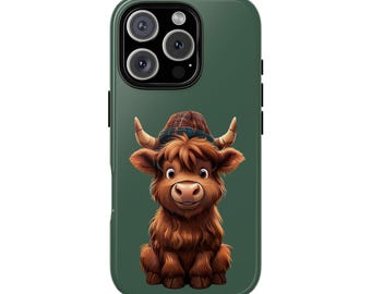 Cartoon Highland Cow Phone Case: Protective Dual Layer