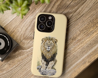 Lion Phone Case African Wildlife Safari Tough Cover for iPhone 16 15 14 13 12 11 8 Plus Pro Max Mini X XR XS, Pixel 8 7 6 5, S24 S23 S22 S21