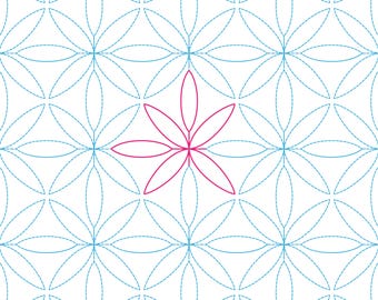 FANSY - Padrão de quilting digital de braço longo para Edge to Edge Pantograph Handiquilter Statler Stitcher Bernina Innova