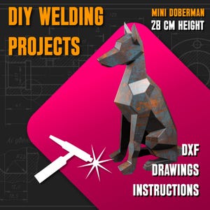 Welding Project Plans Templates Drawings Metal Mini Doberman DXF PDF Low Poly Polygonal Patterns