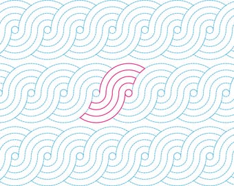 Curly - Padrão de quilting digital de braço longo para Edge to Edge Pantograph Handiquilter Statler Stitcher Bernina Innova