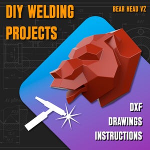 Welding Project Plans Templates Drawings Metal Bear Head V2 DXF PDF Low Poly Polygonal Patterns