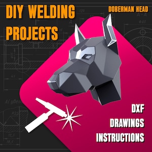 Welding Project Plans Templates Drawings Metal Doberman Head DXF PDF Low Poly Polygonal Patterns