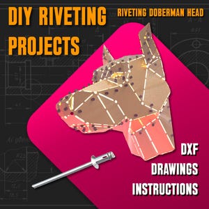 Riveting Project Plans Templates Drawings Metal Doberman Head DXF PDF Low Poly Polygonal Patterns