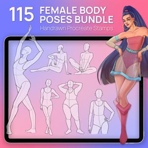 115 Procreate Body Stamps, Procreate Female Body Poses, Procreate Body Brushes, Procreate Figure, Procreate Body Poses