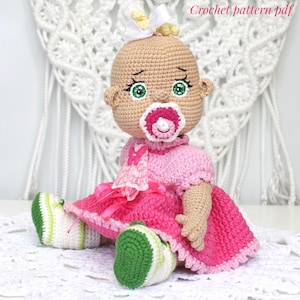 Patrón de crochet para vestido de muñeca bebé PDF Ropa para muñeca Amigurumi Patrón de zapatos de muñeca