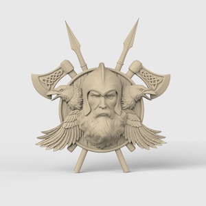 3D Model stl CNC router 3dprinter digital file Odin Ravens Viking Pagan