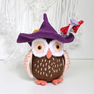 Crochet owl pattern PDF Halloween decor Amigurumi owl witch hat crochet tutorial