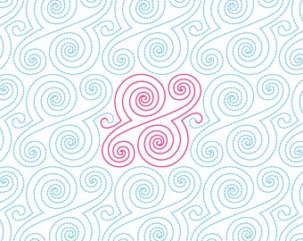 Swirl - Padrão de quilting digital de braço longo para Edge to Edge Pantograph Handiquilter Statler Stitcher Bernina Innova