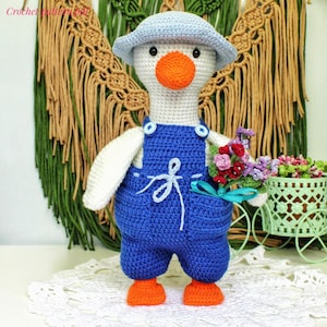 Crochet goose pattern PDF Amigurumi  garden goose crochet tutorial Bird toy