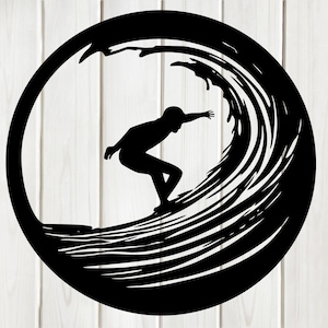 Surfer Wall Art Decor Lasergesneden Dxf Glowforge Svg xTool CNC Router snijden Vinyl gesneden Sticker Metal Cut silhouet sjabloon digitaal bestand