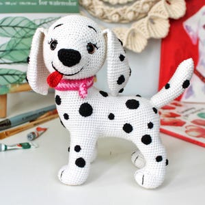 Dalmatian Dog crochet pattern In English Realistic Puppy Amigurumi stuffed toy