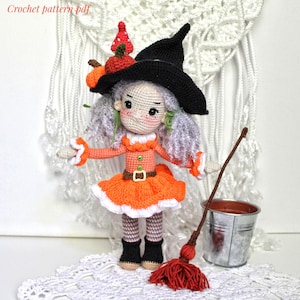 Witch doll crochet pattern PDF Amigurumi halloween doll