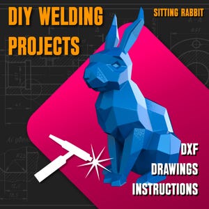 Schweißen Projektpläne Vorlagen Zeichnungen Metall Sitzen Kaninchen DXF PDF Low Poly Polygonal Patterns