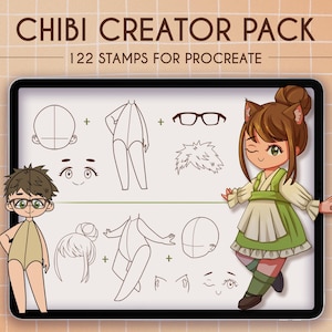 Procreate Chibi Maker Stamps, Procreate Anime, Procreate Creator, Procreate Character Design, Procreate Manga, Procreate Cartoon Kawaii