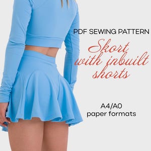 Skort with inbuilt shorts PDF sewing pattern