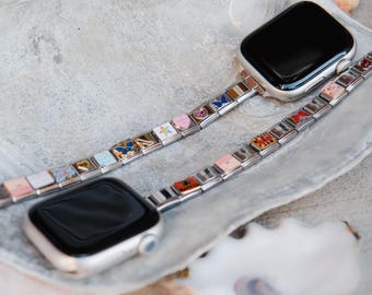 Italian Charm with Connector Apple Watch Band, Italian Charm Bracelet, Apple Watch Band, Coquette Charm, Watch Bracelet for Mom, DIY Gift