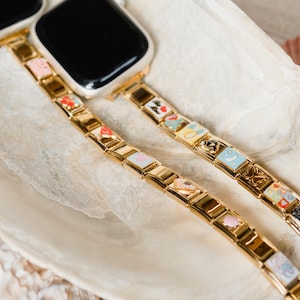 Pick Your Gold Italian Charm Bracelet Apple Watch Band, Custom Apple Watch Bracelet, Custom Apple Watch Band, Personalised Apple Strap Gift image 4
