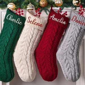 Embroidered Christmas Stockings 2025,Personalized Family Christmas Stockings,Custom Knitted Stockings with Name,Christmas Gift,Holiday Decor