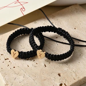 Bracelets for Couple and Friendships,Set of 2 Custom Engraved Initial Bracelets,Matching Bracelets for Him/Her,Anniversary Gift,Best Friend